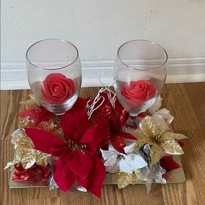 Festive Red and Gold Holiday Centerpiece